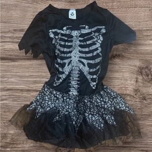 Spirit Halloween Sparkling Glitter SKELETON Tutu Dress Girls Medium 8-10 Costume